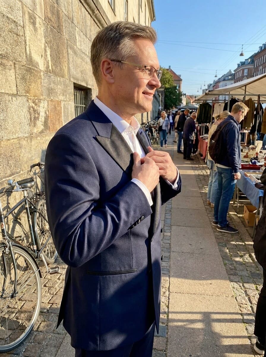 Suited man at the market